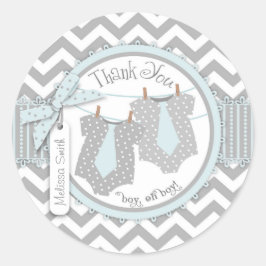 Zwillingsboys Krawatte Zickzack drucken Danke Labe Runder Aufkleber