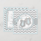 Zwillingsboys Krawatte Zickzack Print Baby Dusche Einladung (Vorne/Hinten)