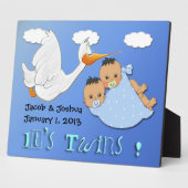 Zwillingsboys - Storchensake mit Easel pur Fotoplatte (Seite)