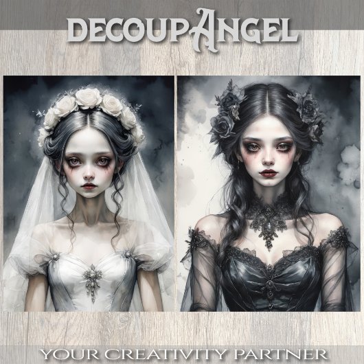 Zwillingsbrücken in Schwarz und Weiß - Decoupage - Seidenpapier