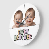 Zwillingsbruder Baby Große Wanduhr (Winkel)
