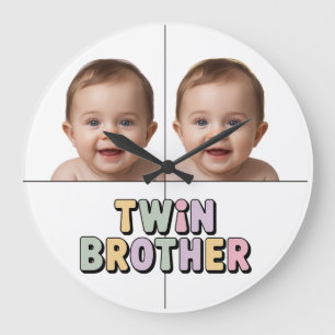 Zwillingsbruder Baby Große Wanduhr