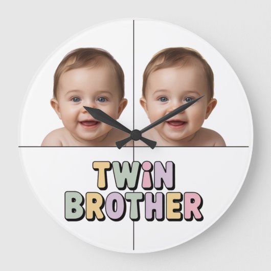 Zwillingsbruder Baby Große Wanduhr (Vorderseite)