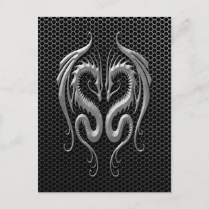 Zwillingsdrachen mit Stahlmesheffekt Postkarte