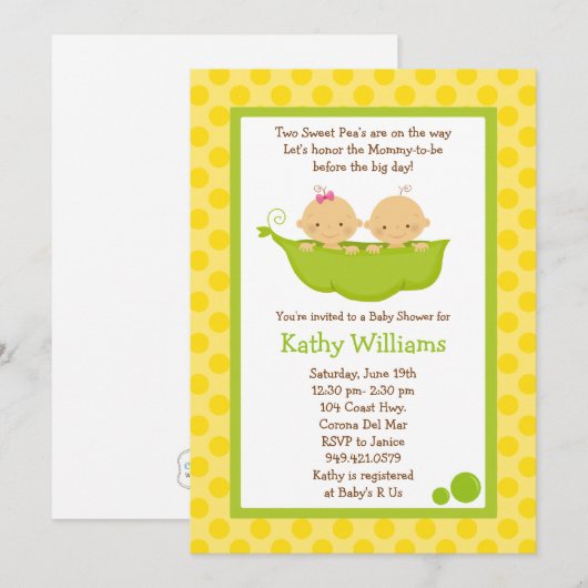 Zwillingsdusche Einladung (Vorne/Hinten)