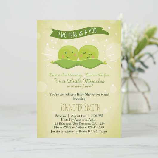 Zwillingsdusche mit zwei Erbsen in einem Pod Einladung (Stehend Vorderseite)