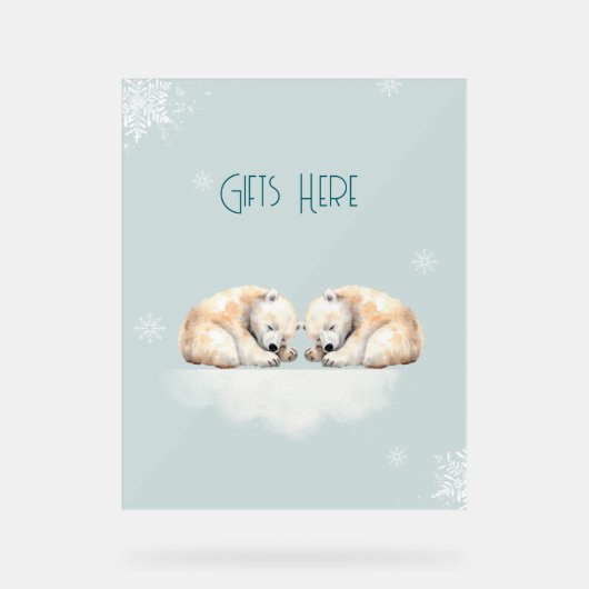 Zwillingsdusche Schlafpolarbären Acrylschild (Vorderseite)