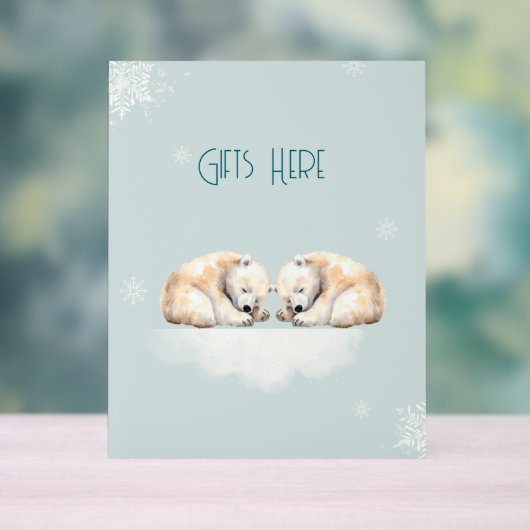 Zwillingsdusche Schlafpolarbären Acrylschild (Neutral)