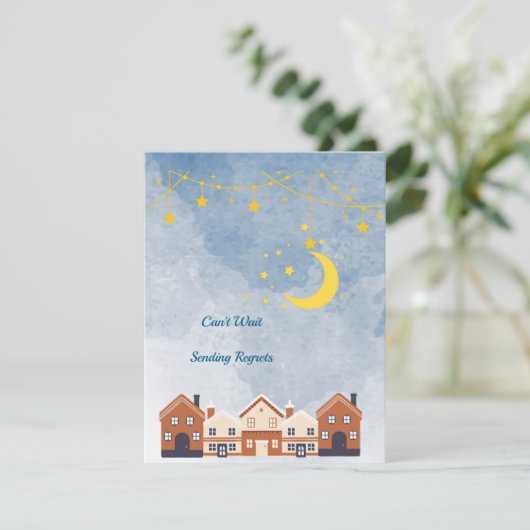 Zwillingsdusche, Sonne, Mond, Sterne RSVP Karte (Stehend Vorderseite)