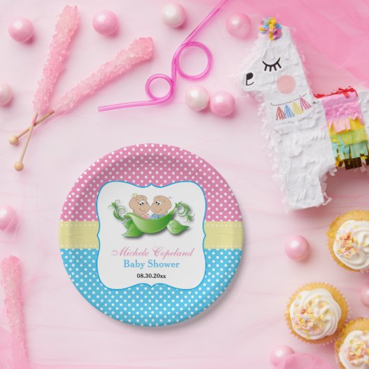 Zwillingsdusche - Zwei Erbsen in einem Pod Pappteller (Party)