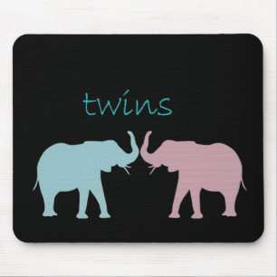 Zwillingselefone rosa und blau mousepad