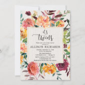 Zwillingsfall-Geschlechtsneutrale BlumenAquarelle Einladung (Vorderseite)