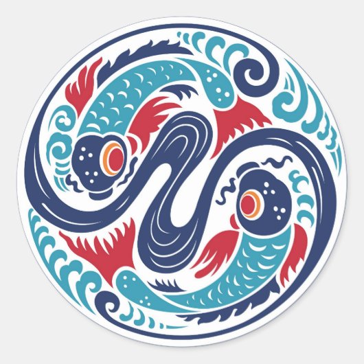 Zwillingsfisch Runder Aufkleber (Vorderseite)