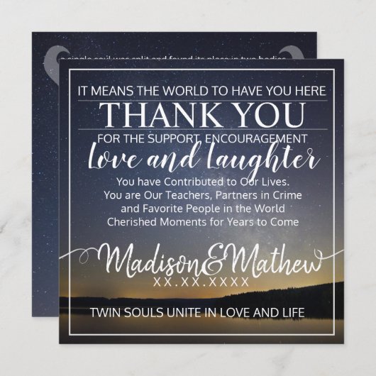 Zwillingsflame dank Tischkarten Save The Date (Vorne/Hinten)