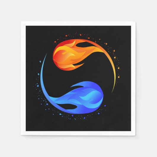 Zwillingsflamme Hochzeit - Schwarz- Serviette (Vorderseite)