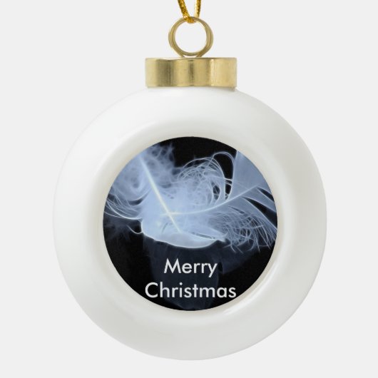 Zwillingsflammfedern und Reflektion Keramik Kugel-Ornament (Vorderseite)