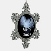 Zwillingsflammfedern und Reflektion Schneeflocken Zinn-Ornament (Links)