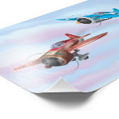 Zwillingsflugzeug mit Cartoon Fotodruck (Ecke)