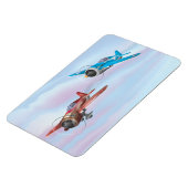 Zwillingsflugzeug mit Cartoon Magnet (Linke Seite)