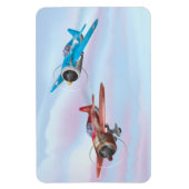 Zwillingsflugzeug mit Cartoon Magnet (Vertikal)