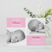 Zwillingsgeburtsmitteilung/danken Ihnen zu Dankeskarte (Stehend Vorderseite)