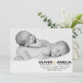 Zwillingsgeburtsmitteilung/danken Ihnen zu Dankeskarte (Stehend Vorderseite)