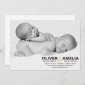 Zwillingsgeburtsmitteilung/danken Ihnen zu Dankeskarte (Vorne/Hinten)