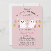 Zwillingsgeister Halloween Kinderdusche Rosa Einla Einladung (Vorderseite)