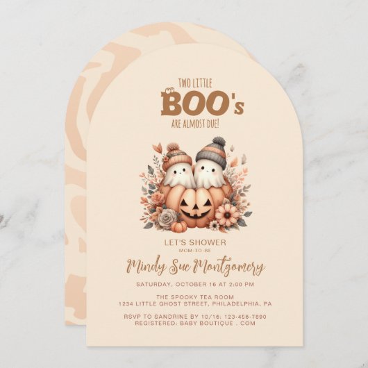 Zwillingsgeister in einer Pumpkindusche Einladung (Vorne/Hinten)