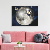 Zwillingsgras-Raumsonde, die den Mond umkreisen. Leinwanddruck (Insitu (Wohnzimmer))