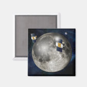 Zwillingsgras-Raumsonde, die den Mond umkreisen. Magnet (Vorderseite/Rückseite)