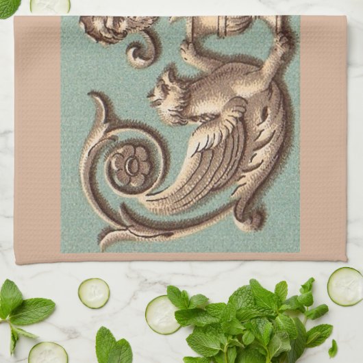 Zwillingsgriffin Geschirrtuch (Gefaltet)