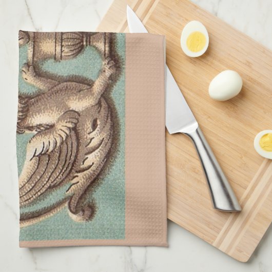 Zwillingsgriffin Geschirrtuch (Viertel Falte)