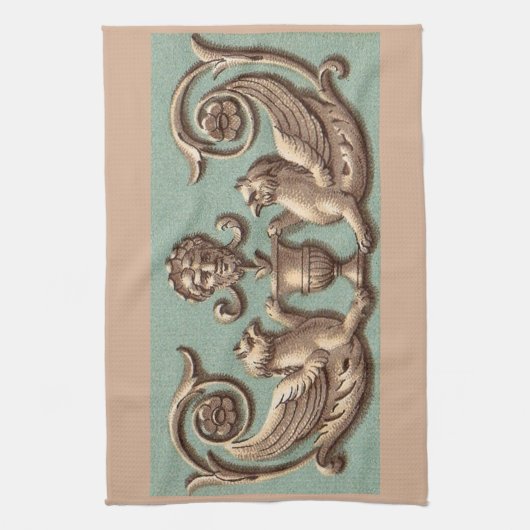 Zwillingsgriffin Geschirrtuch (Vertikal)
