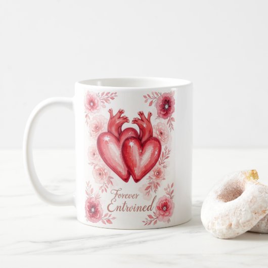 Zwillingsherzen für immer verzaubert von Flora Kaffeetasse (Mit Donut)