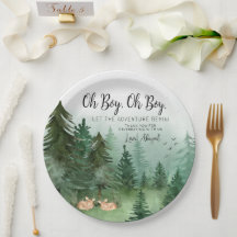 Zwillingsjunge Hirsch Wald Rund Baby Shower