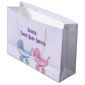 Zwillingsjunge & Mädchen-Polka-Punkte Große Geschenktüte (Vorderseite Schrägansicht)