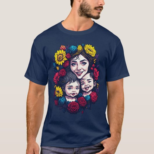 Zwillingsjunge Mutter T-Shirt (Vorderseite)