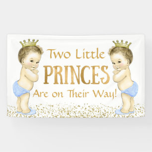 Zwillingsjunge Prinz Baby Shower Banner