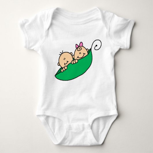 Zwillingsjunge und Mädchen im Pea Pod Baby Strampler (Vorderseite)