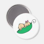 Zwillingsjunge und Mädchen im Pea Pod Magnet (Vorderseite/Rückseite)
