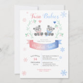 Zwillingsjunge und Niedliche Bären Winterbabwdusch Einladung (Vorderseite)