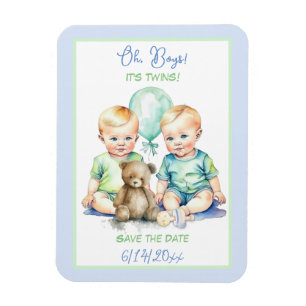 Zwillingsjungen Baby Shower Save the Date Magnet