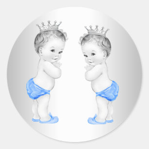 Zwillingsjungen Blaue Prinz Baby Shower Aufkleber