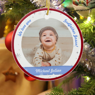 Zwillingsjungen-Fotos Gottvater Erstes Weihnachten Keramik Ornament