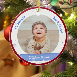 Zwillingsjungen-Fotos Onkel Süßes erstes Weihnacht Keramik Ornament
