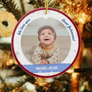 Zwillingsjungen Fotos Tante Süß erstes Weihnachten Keramik Ornament