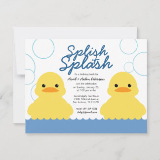 Zwillingsjungen Jungs JEDES ALTER Gummi DUCKY BIRT Einladung