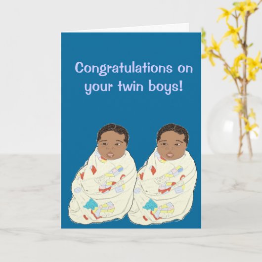 Zwillingsjungen Karte (Gelbe Blume)