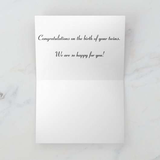 Zwillingskartentenkarte, Mädchen & Jungen, Karte (Innenseite)